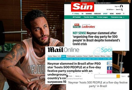 Réveillon de Neymar para 500 pessoas na pandemia vira notícia internacional