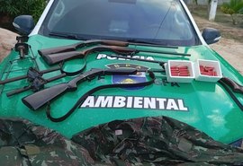 PM-AL apreende armas e resgata animais silvestres em ação ambiental