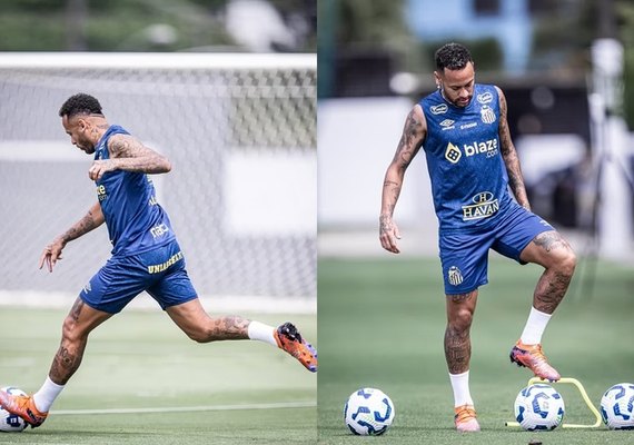 Neymar treina sem proteção na coxa e retorno fica próximo