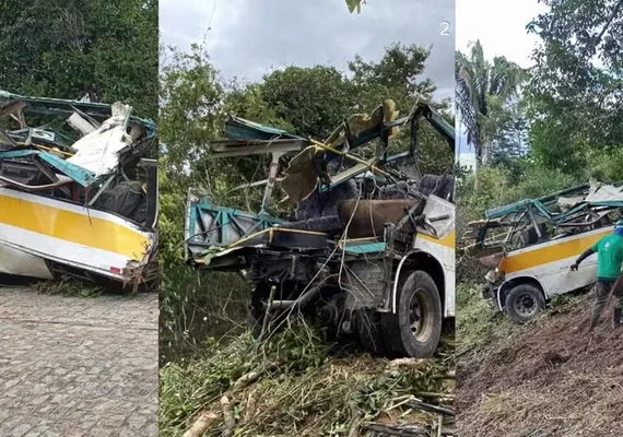 Parte do ônibus que caiu na Serra da Barriga é retirada após oito meses