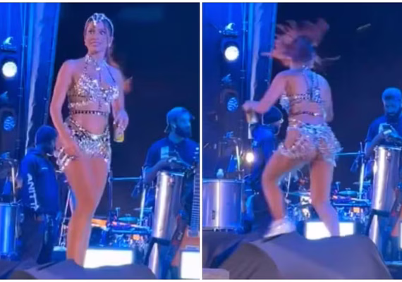 Anitta sai correndo após fã invadir o palco durante show em SP; assista