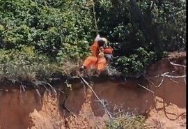 Vídeo: bombeiros alagoanos usam helicóptero para salvar cachorro preso em ribanceira