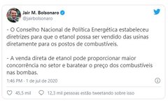 Presidente Jair Bolsonaro confirmou a nova medida em suas redes sociais - Foto: Reprodução/ Twitter 