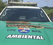 PM apreende armas durante fiscalização ambiental em Porto Calvo