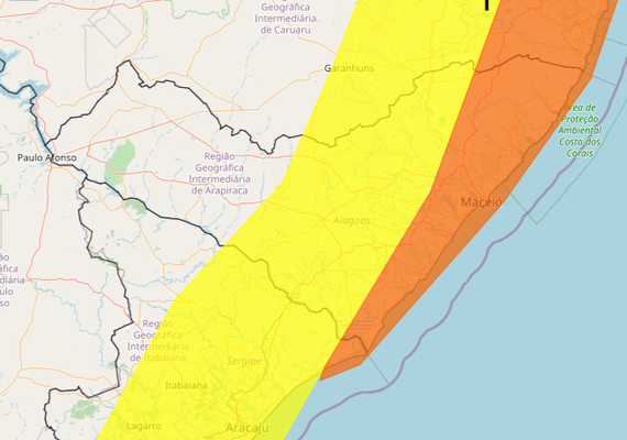 Inmet emite dois alertas para acumulado de chuvas em AL; confira a lista de municípios