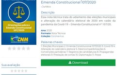 CNM lança nota técnica com orientações jurídicas sobre adiamento e calendário das eleições