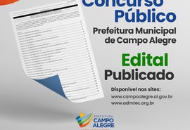Prefeitura de Campo Alegre divulga edital com 54 vagas de até R$ 5 mil