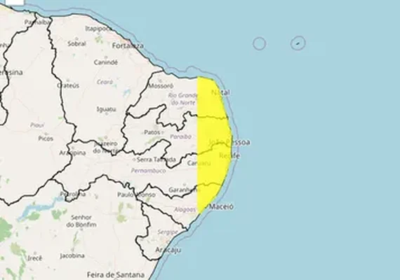 Inmet mantém alerta de chuvas em 35 cidades ﻿de Alagoas