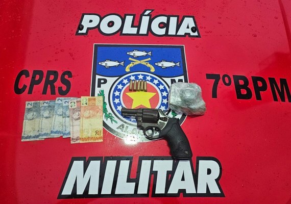 PM apreende drogas e arma de fogo em operações no interior de Alagoas