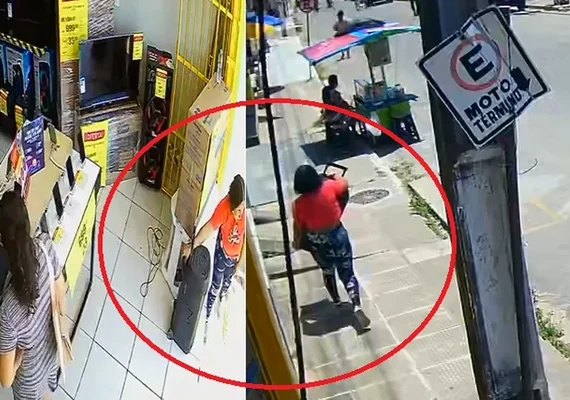 Mulher furta caixa de som em loja do Centro de Coruripe e deixa o local caminhando