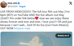 Anuncio de Dua Lipa via 'X' (Antigo)
