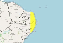 Inmet mantém alerta de chuvas em 35 cidades ﻿de Alagoas