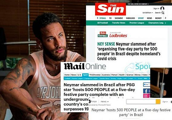 Réveillon de Neymar para 500 pessoas na pandemia vira notícia internacional
