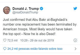 Trump anuncia a morte do suposto sucessor de al-Baghdadi no Daesh