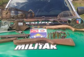 Polícia Ambiental apreende espingardas, rifles e revólveres em ações na Zona da Mata