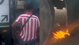 VÍDEO: ônibus da empresa Veleiro pega fogo e mobiliza bombeiros em Rio Largo