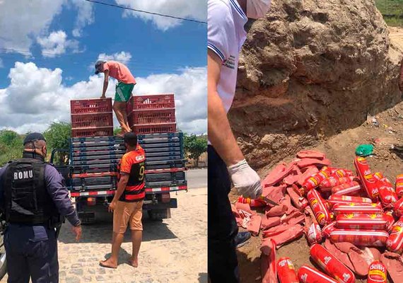 Homens são detidos vendendo tubos de salame fora da validade na Zona da Mata de Alagoas