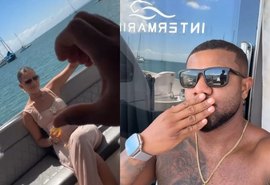 Davi Brito curte feriadão com namorada em passeio de barco na Bahia