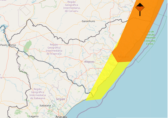 Inmet emite dois alertas de chuvas intensas para AL; confira a lista de municípios