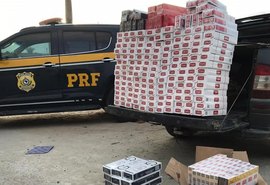 Cigarros escondidos em caixas de maçãs são apreendidos no interior
