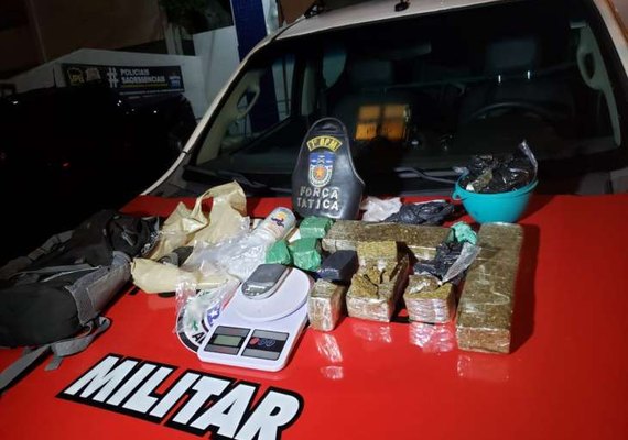 Militares prendem suspeito de tráfico de drogas com quase 3 kg de entorpecentes
