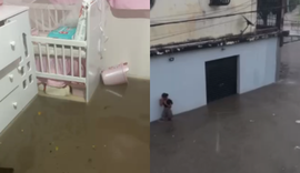 Forte temporal deixa ruas e casas alagadas em municípios de Alagoas