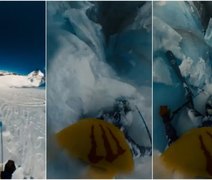 Esquiador filma a própria queda em buraco de neve; veja o vídeo