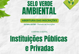 Inscrições para Selo Verde Ambiental 2026 seguem até 12 de maio