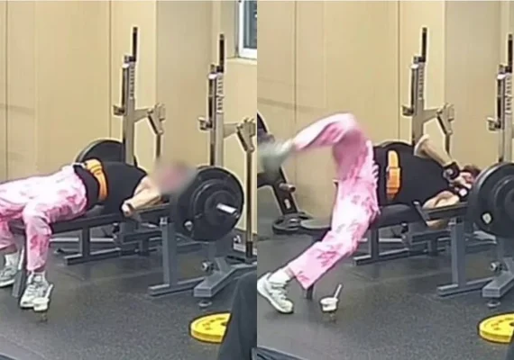 Jovem quase se sufoca ao tentar levantar 145kg em academia