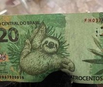 PF apreende nota de R$ 420 com estampa de maconha e bicho-preguiça no Acre