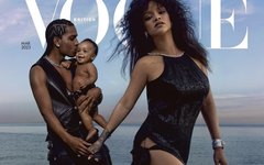 Rihanna posa com o filho e A$AP Rocky para a Vogue britânica