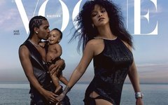 Rihanna posa com o filho e A$AP Rocky para a Vogue britânica