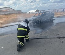 Carro pega fogo em AL e bombeiros agem para evitar explosão; saiba mais