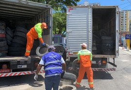 Mutirão para conter avanço da dengue recolhe mais de 3 mil pneus em Maceió