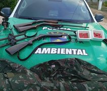 PM-AL apreende armas e resgata animais silvestres em ação ambiental