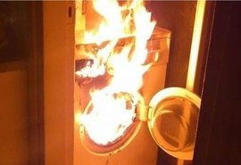 Máquina de lavar roupas pega fogo em residência no município de Penedo