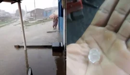 Fortes chuvas causam alagamentos e chuva de granizo em Cajueiro