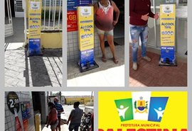 Prefeitura de Palestina instala totens de álcool em gel para auxiliar no combate à Covid-19