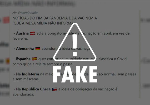 É falso que países tenham abandonado a vacinação contra a Covid-19