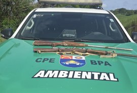 PM apreende armas durante fiscalização ambiental em Porto Calvo