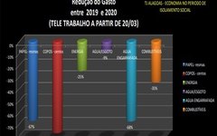 Gráfico mostra a redução de despesas do TJAL durante o teletrabalho | Foto: Dicom TJAL