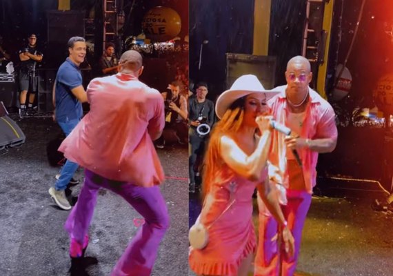 'Posturado e calmo': JHC e Marina Ferrari vão até o chão em desafio viral de Léo Santana; veja