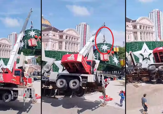Vídeo: Acidente durante montagem de árvore de Natal deixa uma pessoa morta, em Manaus