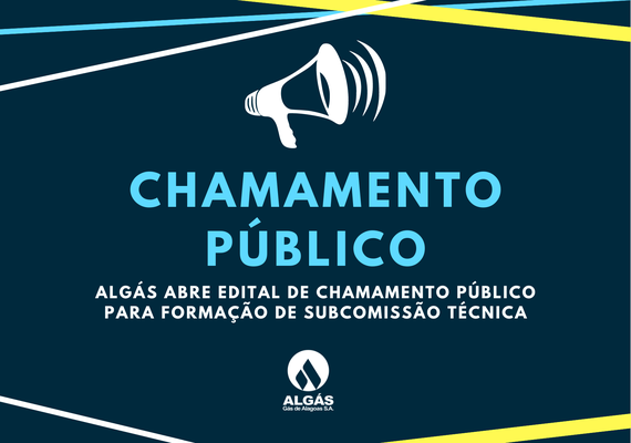 Algás abre edital de chamamento público para formação de subcomissão técnica