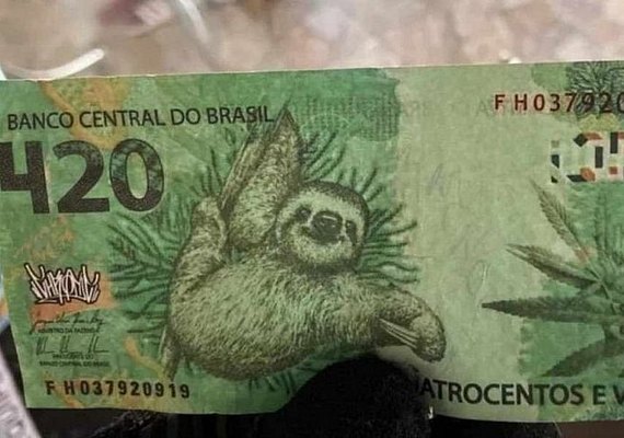 PF apreende nota de R$ 420 com estampa de maconha e bicho-preguiça no Acre