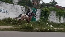 'Eu vou em 60 e ele está em 200': influenciador filma menino disparado a cavalo em via de Maceió