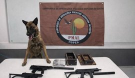 Polícia Militar apreende metralhadoras e quase 2kg de drogas em ônibus na BR-316