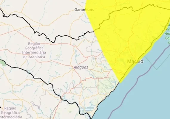Inmet estende alerta amarelo para Maceió e outros 42 municípios de AL