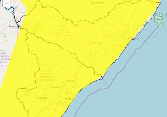 Inmet renova alerta de chuvas intensas para 102 municípios de AL; confira a lista