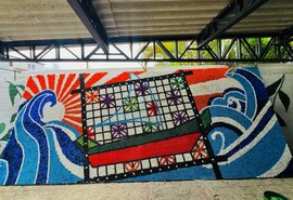 Alurb confecciona mural com mais de 30 mil tampinhas plásticas reutilizadas